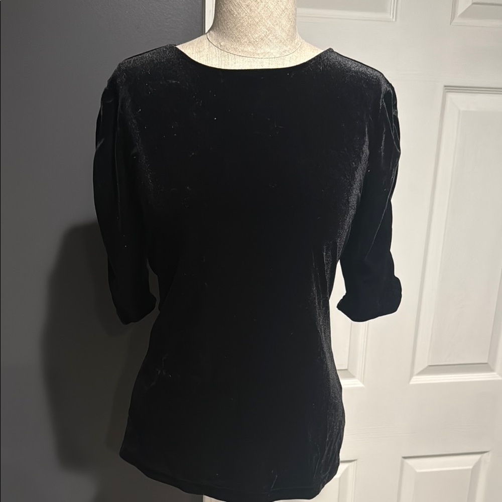 Chaps Black Velvet Blouse